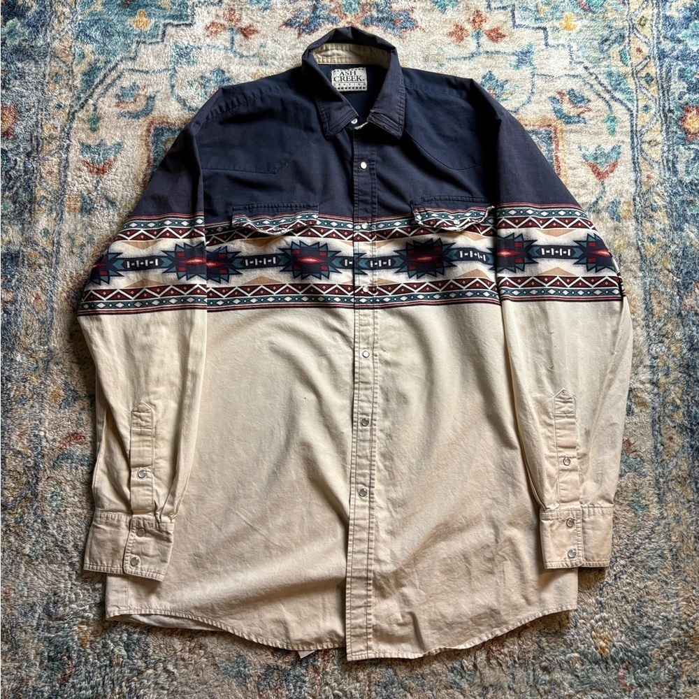 Vintage Ash Creek Trading Aztec Pearl Snap Shirt Size XL